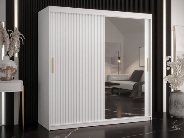 Šatní skříň se zrcadlem Towiro Slim 2 180, Barva: černá 5903211199387