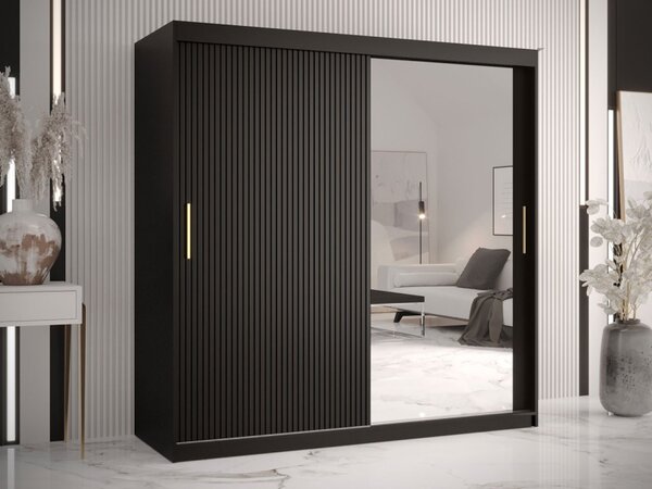 Šatní skříň se zrcadlem Towiro Slim 2 180, Barva: černá 5903211199387