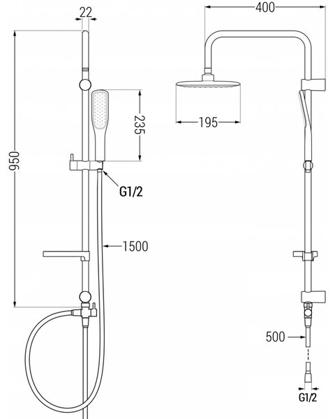Mexen X49 sprchový sloup, bílá/zlatá - 798494991-25