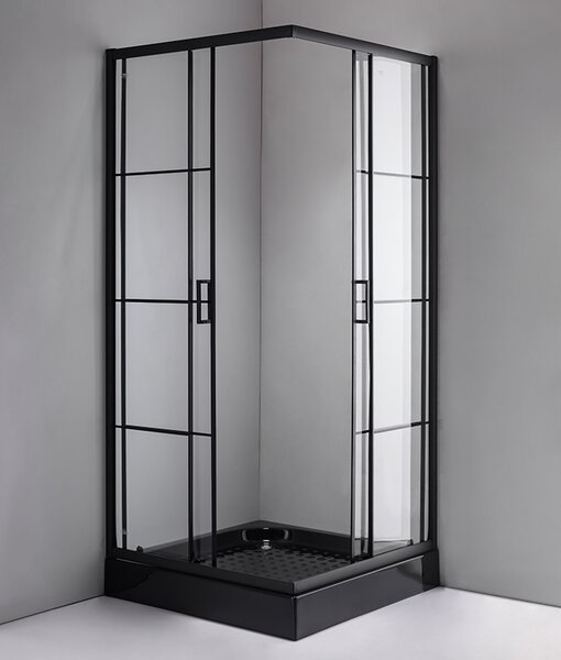 BPS-koupelny Čtvercový sprchový kout BL32A 80x80 černý/transparent - bez vaničky