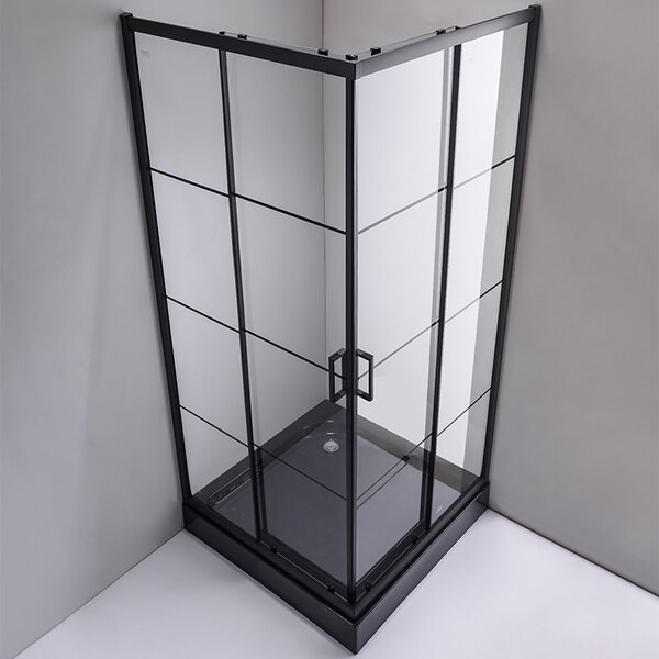 BPS-koupelny Čtvercový sprchový kout BL32A 80x80 černý/transparent - bez vaničky