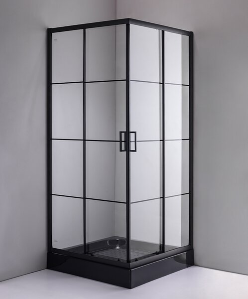 BPS-koupelny Čtvercový sprchový kout BL32A 80x80 černý/transparent - bez vaničky