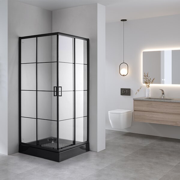 BPS-koupelny Čtvercový sprchový kout BL32A 80x80 černý/transparent - bez vaničky