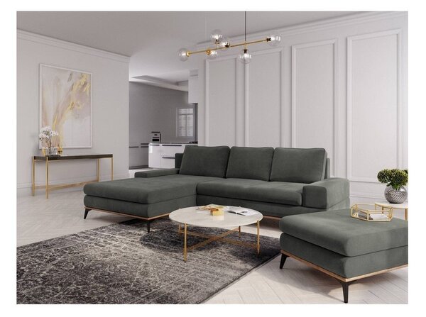 Tmavě šedá rozkládací rohová pohovka Windsor & Co Sofas Planet, levý roh