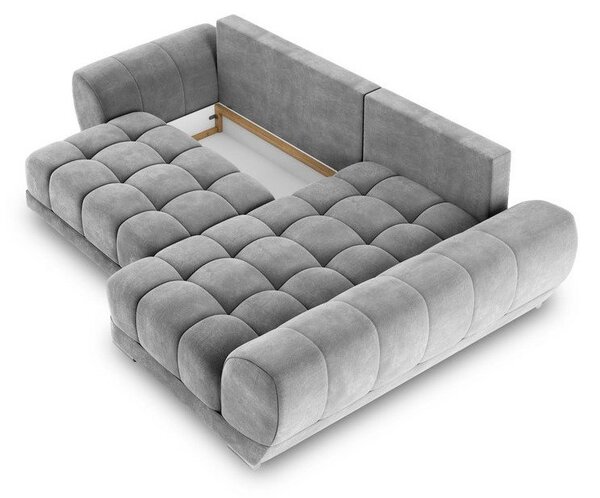 Šedá rozkládací rohová pohovka se sametovým potahem Windsor & Co Sofas Nuage, pravý roh