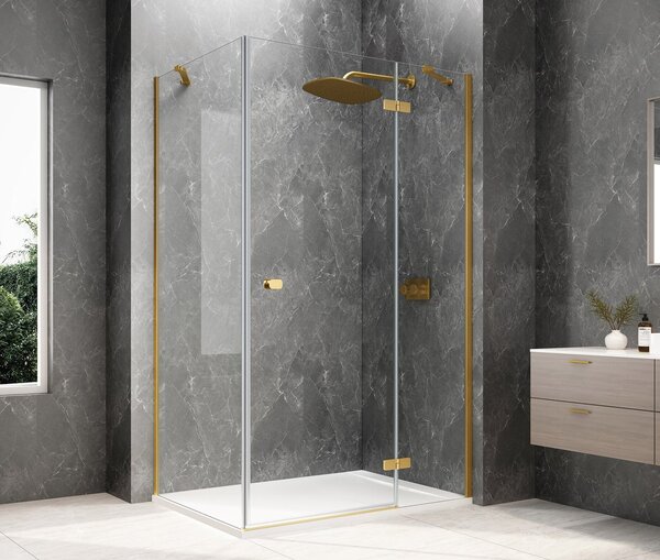 Polysan Polysan, GLOBE GOLD MATT obdélníková sprchová zástěna 1000x800mm, čiré sklo, pravé, GB1010-3215RG