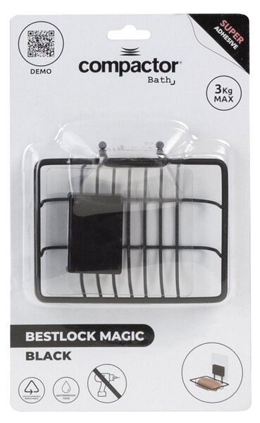 Samolepicí držák na mýdlo Compactor Bestlock Black Magic systém bez vrtání
