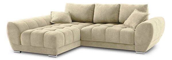 Béžová rozkládací rohová pohovka se sametovým potahem Windsor & Co Sofas Nuage, levý roh
