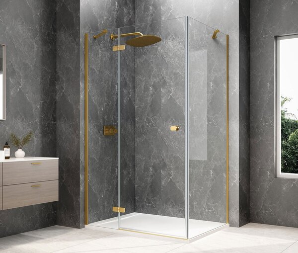 Polysan Polysan, GLOBE GOLD MATT obdélníková sprchová zástěna 1000x800mm, čiré sklo, levá, GB1010-3215LG