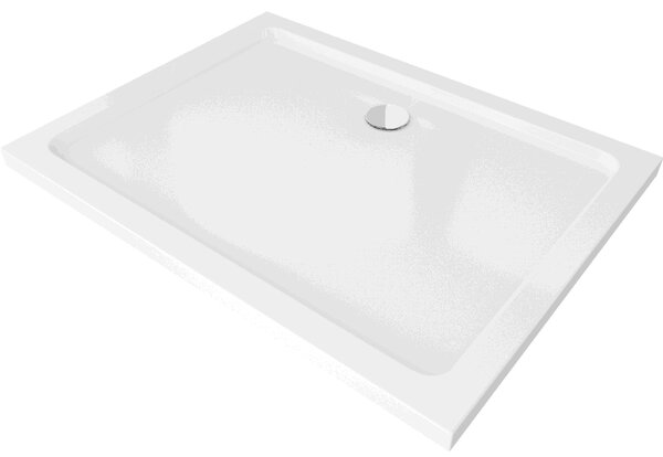 Mexen Flat obdélníkový sprchový kout slim 90 x 70 cm, bílý, sifon chrom - 40107090