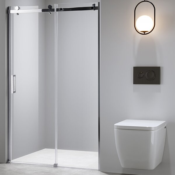 BPS-koupelny Posuvné sprchové dveře SH03D 120 chrom/transparent pro instalaci do niky + vanička ST06C 120x10 černá