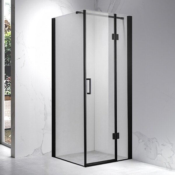 BPS-koupelny Čtvercový sprchový kout KZ1390A BL 80x80 černá/transparent + vanička SXL02A WH bílá