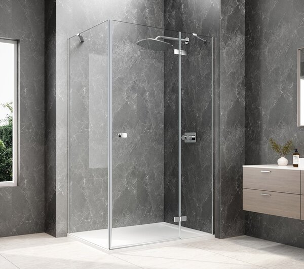 Polysan Polysan, GLOBE CHROME obdélníková sprchová zástěna 900x800mm, čiré sklo, pravé, GB1090-3215RC