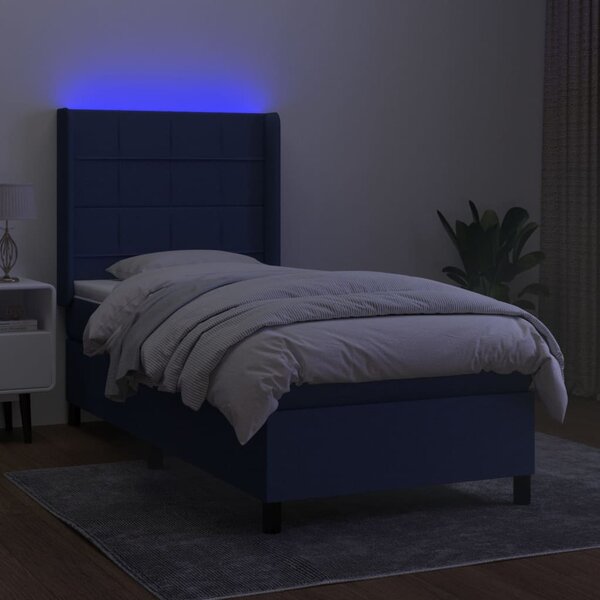 Box spring postel s matrací a LED modrá 80 x 200 cm textil 3138275