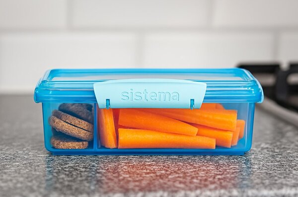 Sistema Dělený svačinový box Lunch Snack Attack Duo s 2 oddělenými přihrádkami 975 ml, modrá