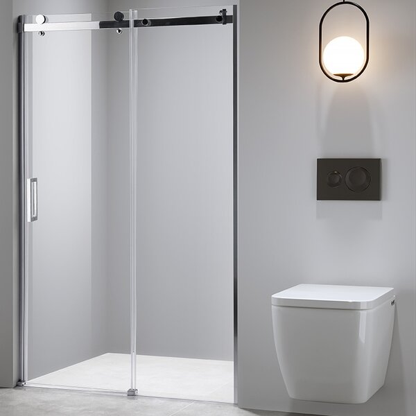 BPS-koupelny Posuvné sprchové dveře SH03D 120 chrom/transparent pro instalaci do niky + vanička ST05E 120x70 bílá