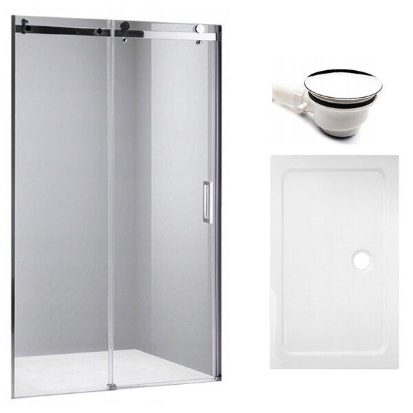 BPS-koupelny Posuvné sprchové dveře SH03D 120 chrom/transparent pro instalaci do niky + vanička ST05E 120x70 bílá