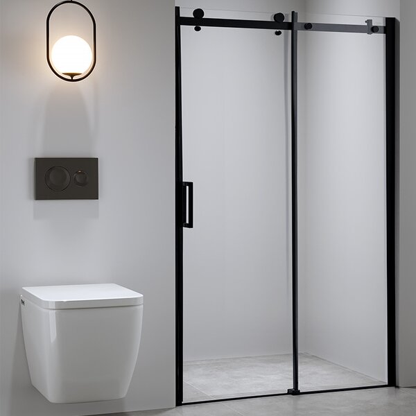 BPS-koupelny Posuvné sprchové dveře SH03C 110 černá/transparent pro instalaci do niky - bez vaničky