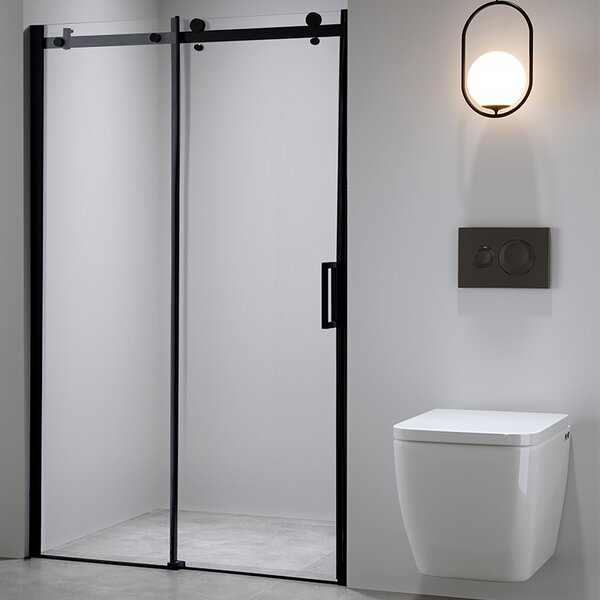 BPS-koupelny Posuvné sprchové dveře SH03C 110 černá/transparent pro instalaci do niky - bez vaničky