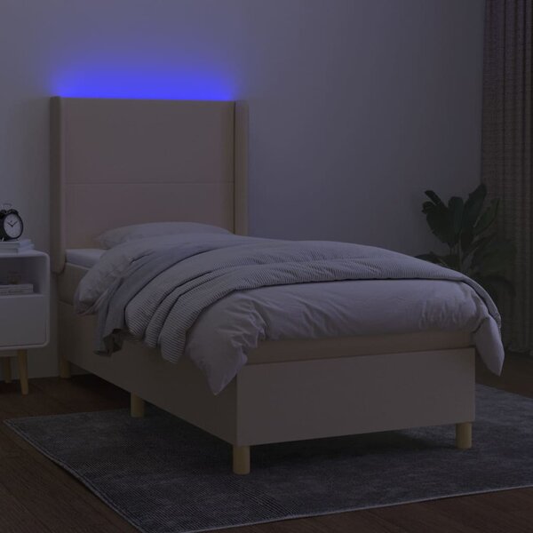 Box spring postel s matrací a LED krémová 90x190 cm textil 3138682