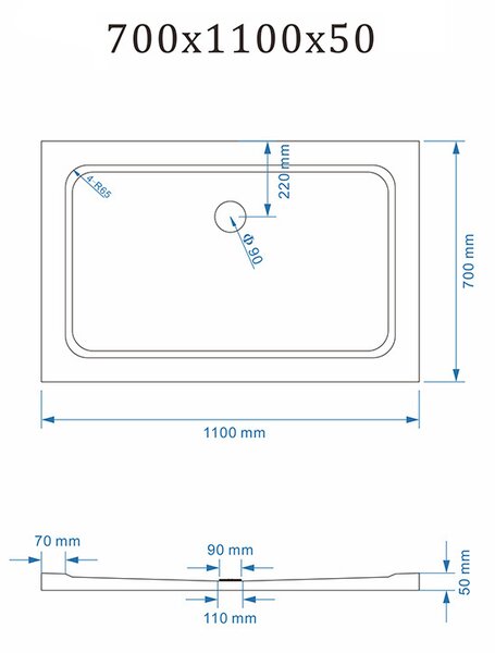 BPS-koupelny Posuvné sprchové dveře SH03C 110 černé/transparent pro instalaci do niky + vanička ST05D 110x70 bílá