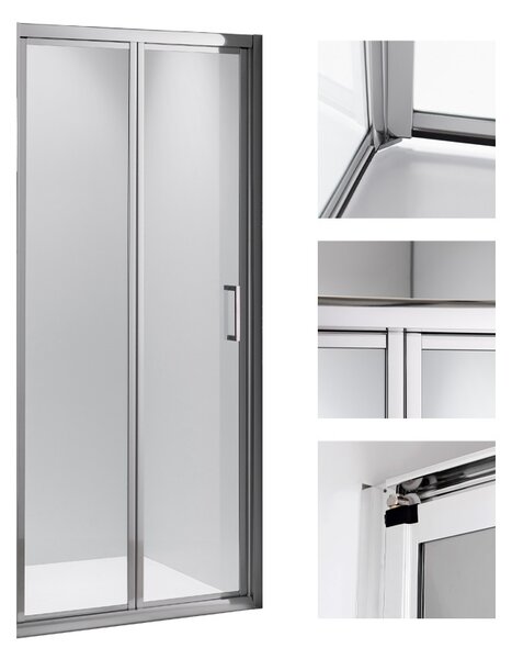 BPS-koupelny Zalamovací posuvné sprchové dveře SH09D 110 chrom/transparent pro instalaci do niky - bez vaničky