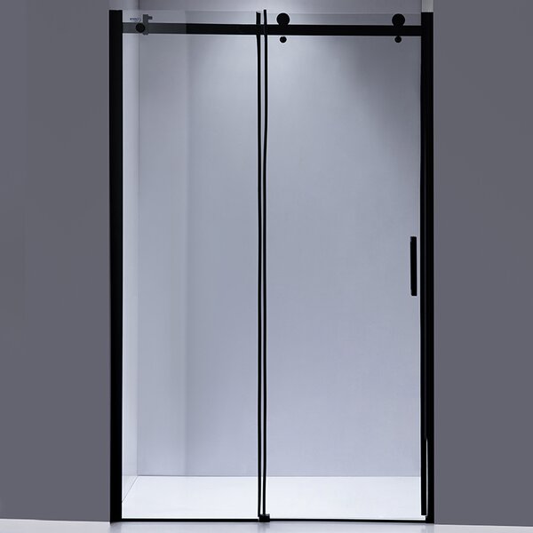 BPS-koupelny Posuvné sprchové dveře SH03C 110 černé/transparent pro instalaci do niky + vanička ST04B 110x90 bílá