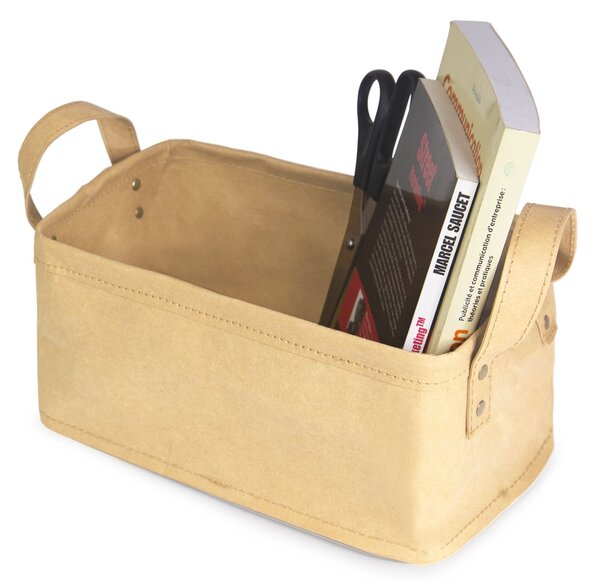 Úložný košík Compactor Basket Ecologic s dvěma držadly, béžový, 28 x 18 x 13 cm