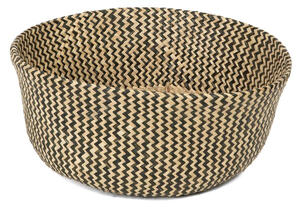 Pletený úložný košík Compactor Belly L, mořská tráva přírodní s černou, 45 x 36 cmC