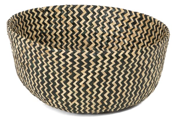 Pletený úložný košík Compactor Belly M ,mořská tráva přírodní s černou, 35 x 32 cm