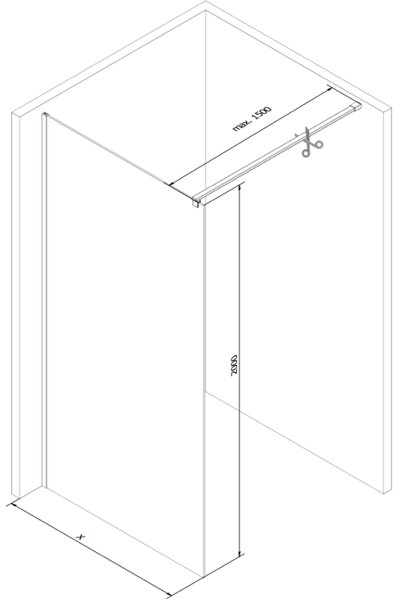 Mexen Kioto sprchová stěna Walk-in 80 x 200 cm, černá mřížka 8 mm, černá - 800-080-101-70-77