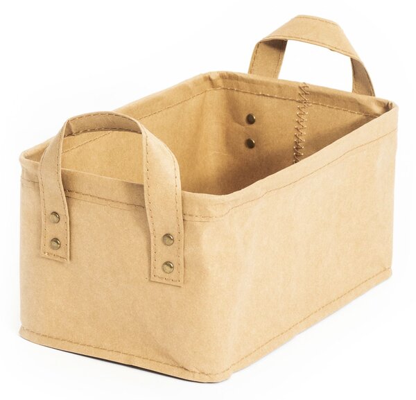 Úložný košík Compactor Basket Ecologic s dvěma držadly, béžový, 28 x 18 x 13 cm