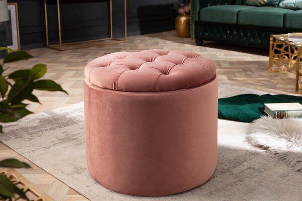 Zámecká designová starorůžová taburetka Modern Barock s úložným prostorem 50cm