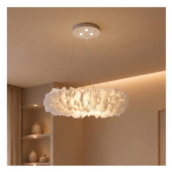 Brilagi - LED Lustr na lanku FEATHER 3xE27/40W/230V + 3xLED/3W pr. 50 cm bílá