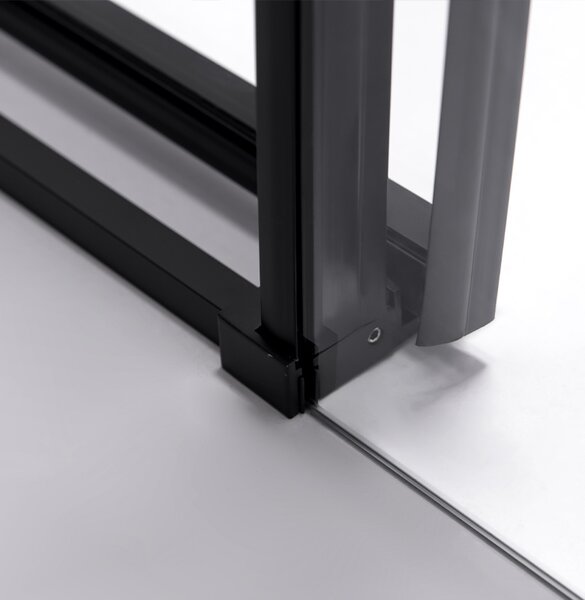BPS-koupelny Posuvné sprchové dveře NOVA BL 90 cm černá/transparent pro instalaci do niky - bez vaničky