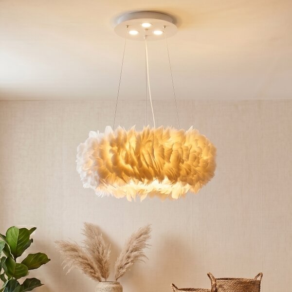 Brilagi - LED Lustr na lanku FEATHER 3xE27/40W/230V + 3xLED/3W pr. 50 cm bílá