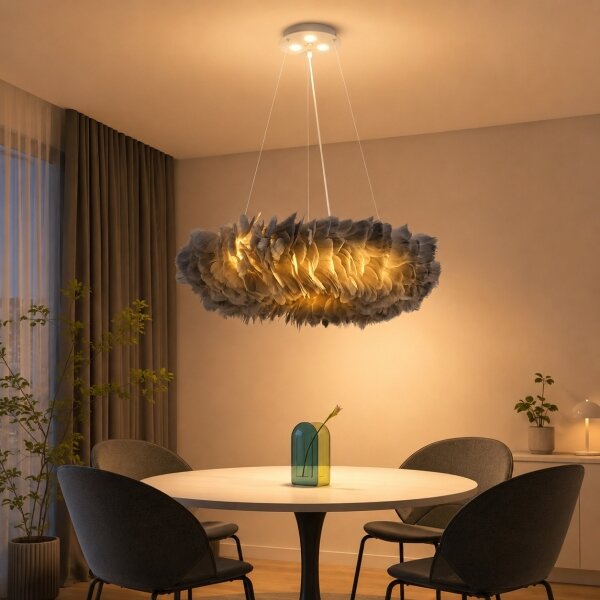 Brilagi - LED Lustr na lanku FEATHER 3xE27/40W/230V + 3xLED/3W pr. 50 cm šedá