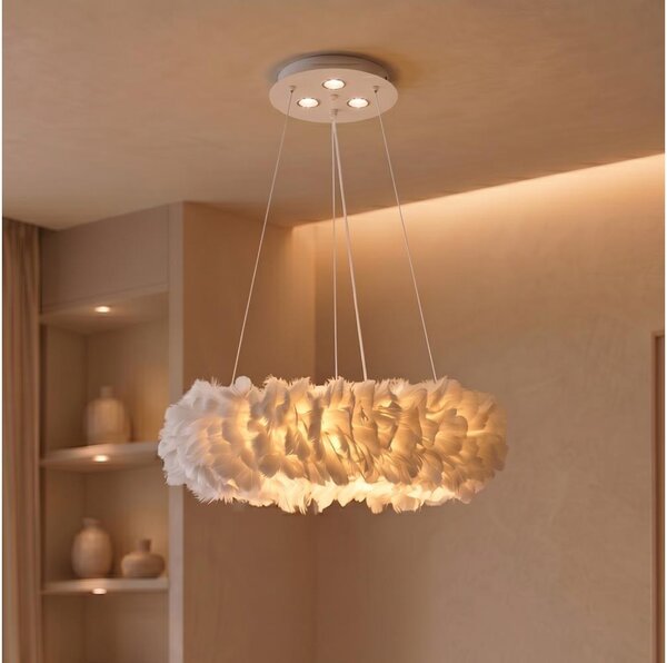 Brilagi - LED Lustr na lanku FEATHER 3xE27/40W/230V + 3xLED/3W pr. 40 cm bílá