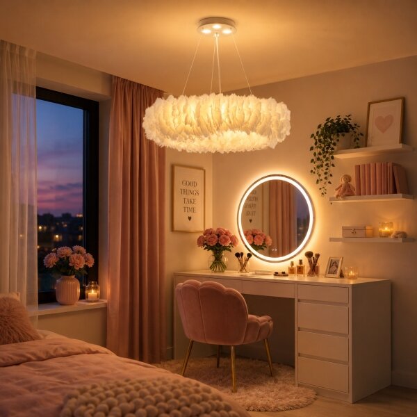 Brilagi - LED Lustr na lanku FEATHER 3xE27/40W/230V + 3xLED/3W pr. 50 cm bílá