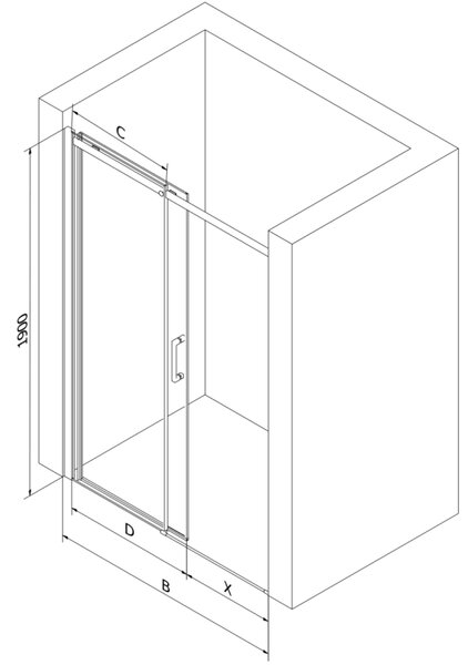 Mexen Omega rozsouvací sprchové dveře 100 cm, Průhledné, Černá - 825-100-000-70-00