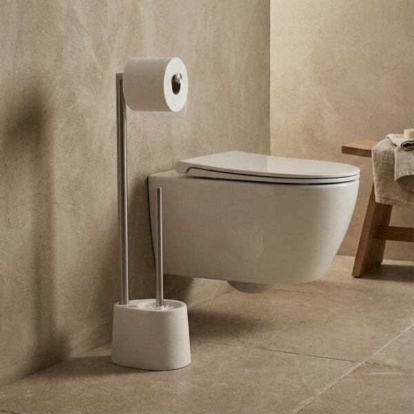 Stojan na toaletní papír a WC štětku STILK, bílý, 63 cm