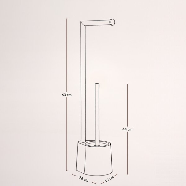 Stojan na toaletní papír a WC štětku STILK, černý, 63 cm