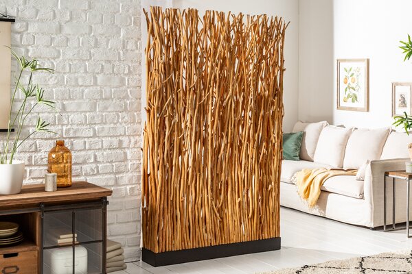 Koloniální vysoká stojací lampa Euphoria v podobě paravánu ze dřeva 180cm