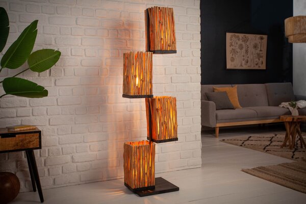 Koloniální vysoká stojací lampa Euphoria z naplaveného dřeva 154cm