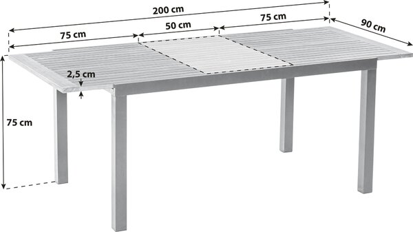 ZAHRADNÍ STŮL, dřevo, kov, 150-200/90 90/75 cm Gardenson - Online Only zahradní nábytek, Online Only