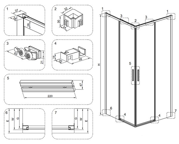 BPS-koupelny Čtvercový sprchový kout NOVA CH 80x80 chrom/transparent - bez vaničky