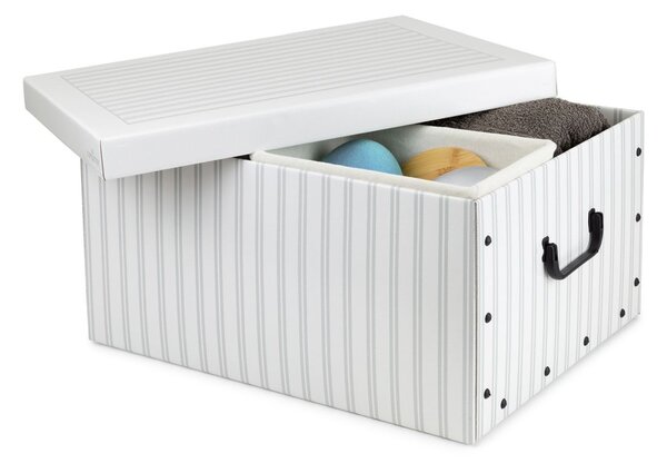 Skládací úložná krabice - karton box Compactor Anton 50 x 40 x v.25 cm, šedo-bílá