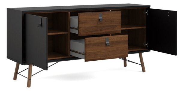 Černá komoda v dekoru ořechu 150x72x40 cm Ry – Tvilum