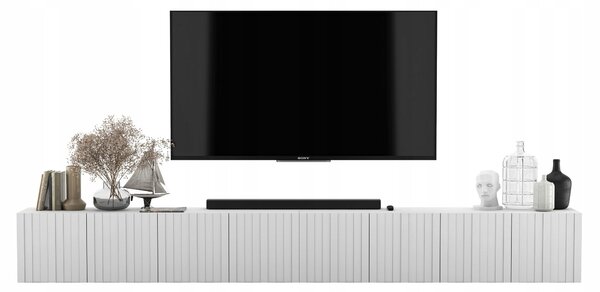 Moderní Závěsná Komoda/TV stolek Glamour Bílý MAT 300 cm