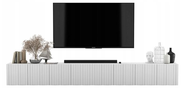 Moderní Závěsná Komoda/TV stolek Glamour Bílý MAT 300 cm